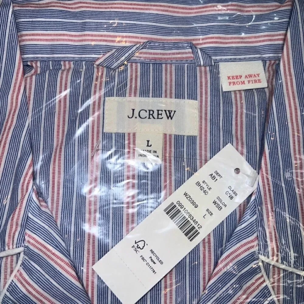 J.Crew Pajama Shirt in Cotton Poplin NWT
